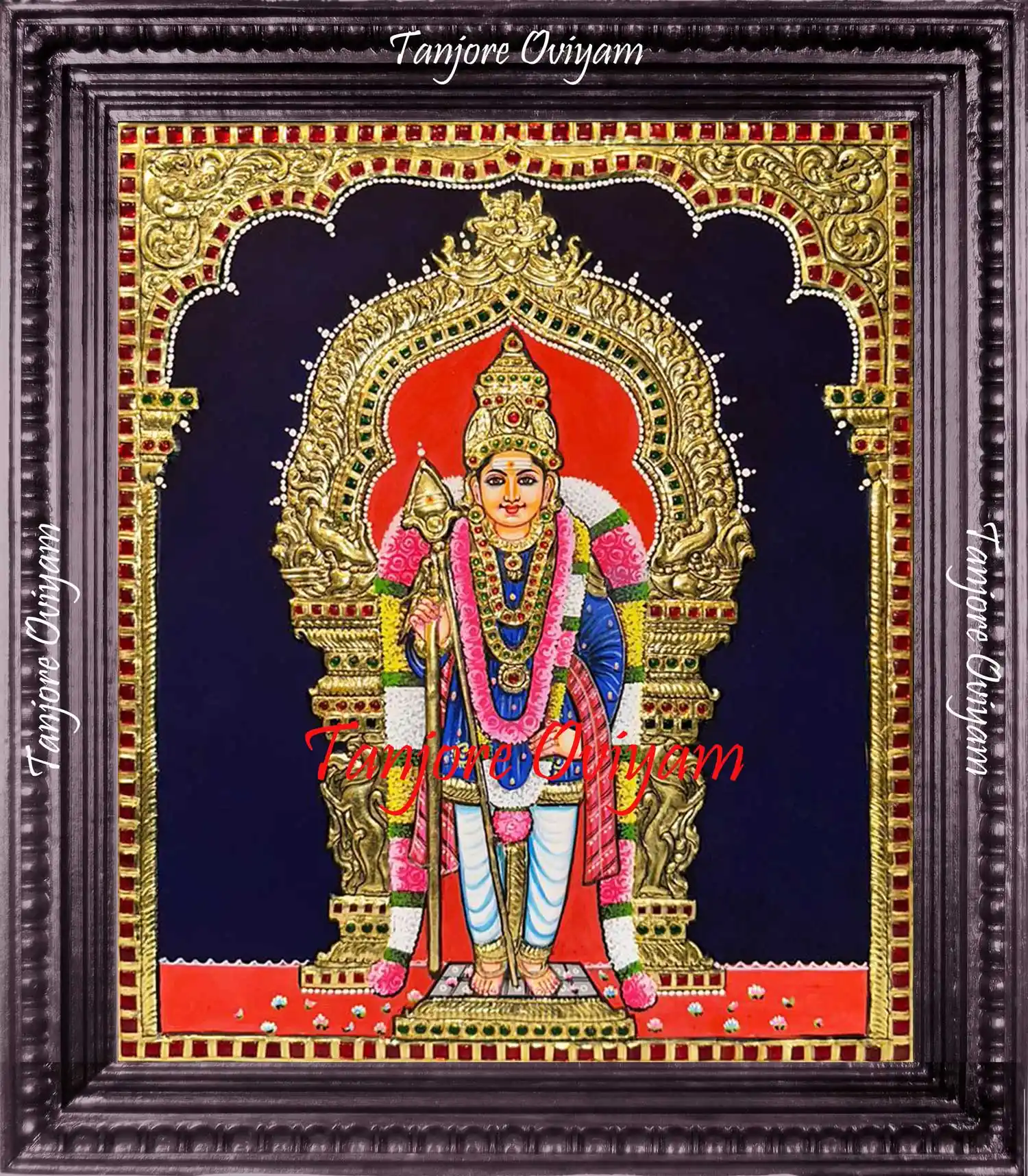 Tanjore Painting Murugan With Gold Decoration